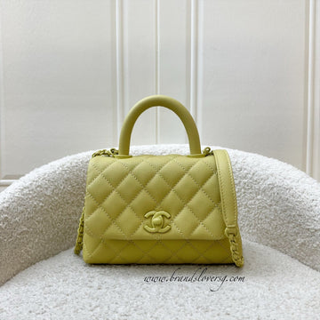 Chanel Mini Coco Handle in Yellow Caviar and Yellow Coated HW (Model: AS2215)