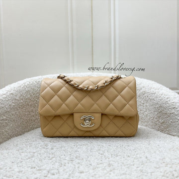 Chanel Classic Mini Rectangular Flap in 22C Beige Lambskin and LGHW (Model: A69900)