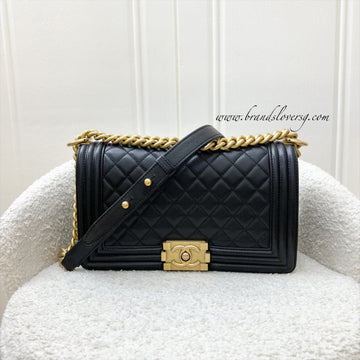 Chanel Medium 25cm Boy Flap in Black Caviar and AGHW
