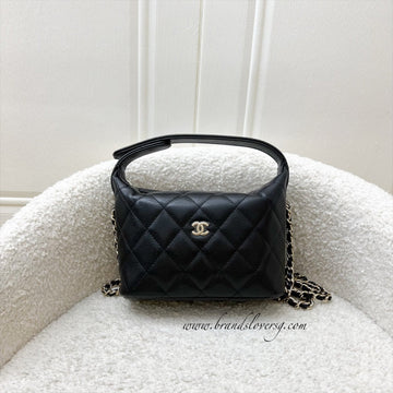 Chanel Classic Quilted Hobo Clutch on Chain in Black Caviar and LGHW (Model: AP4386)
