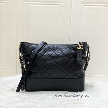 Chanel Large Gabrielle Hobo in Black Distressed Calfskin and 3 Tone HW