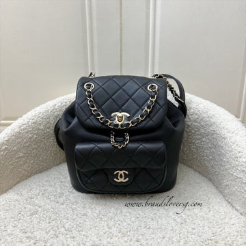 Chanel Duma Mini Backpack in Black Lambskin and LGHW (Model: AS2908)