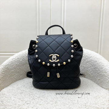 Chanel Studded Mini Backpack in Black Calfskin and 2-tone HW