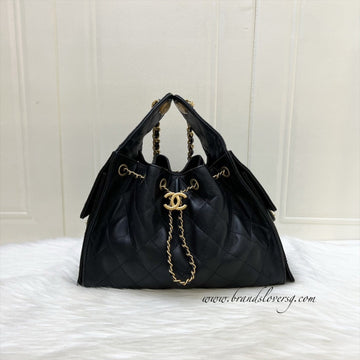 Chanel 25 Small Hobo Bag in Black Caviar and AGHW (Model: AS5293)