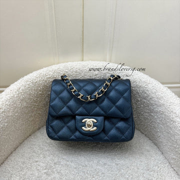 Chanel Classic Square Mini Flap in Navy Blue Shiny Caviar and LGHW
