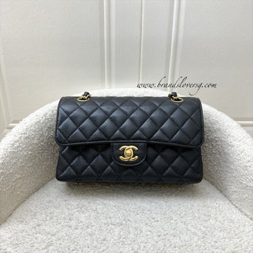 Chanel Small Classic Flap CF in Black Caviar and GHW (Model: A01113)