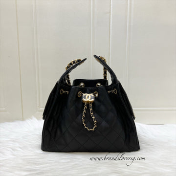 Chanel 25 Small Hobo Bag in Black Caviar and AGHW (Model: AS5293)