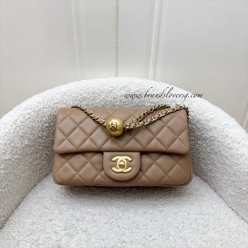 Chanel Pearl Crush Mini Rectangular Flap in 22B Dark Beige Lambskin AGHW