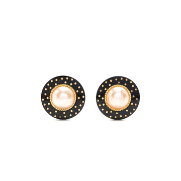 Studded Bakelite Pearl Clip-on Earrings