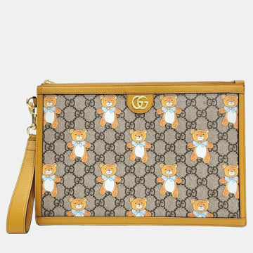 Beige Leather Clutch Bag