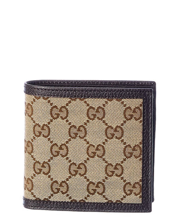 Gucci high quality GG Canvas & Leather Wallet, os, Brown