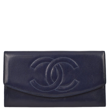 Top Quality Chanel 1991-1994 Navy Leather Timeless Wallet