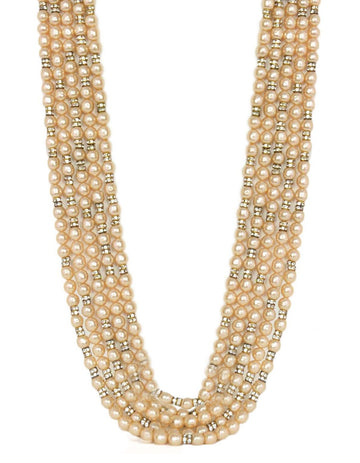 Chanel 1990s Vintage Multi-Strand Pearl & Crystal Necklace