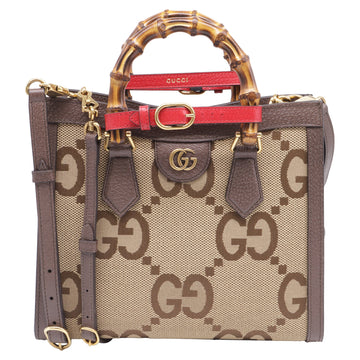 Diana NM Bamboo Handle Tote Jumbo GG Canvas Small