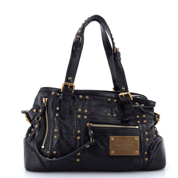 Riveting Handbag Studded Leather