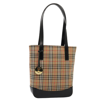 Burberry Nova Check Tote Bag Canvas Beige Gold Auth ep5405