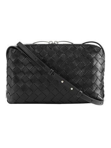Luxury Bottega Veneta Intrecciato Leather Mini Cross Bag Black