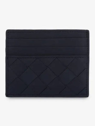 Luxury Bottega Veneta Intrecciato Leather Card Wallet Midnight Blue