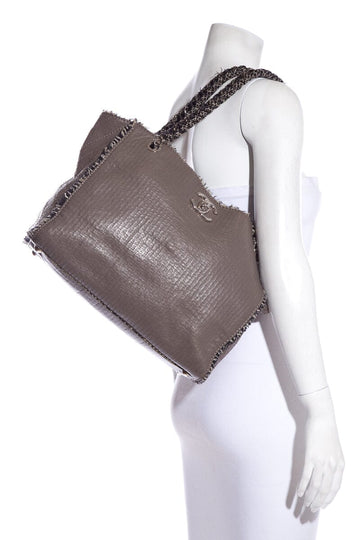 Chanel Slate Gray '09 Tweedy XL Leather & Tweed Tote Handbag