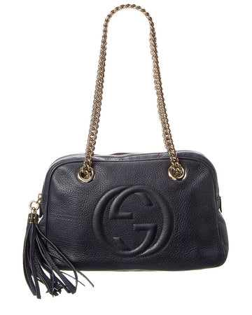 Gucci Black Leather Chain Soho Tote (high quality )