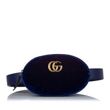 Gucci GG Marmont blue Velvet Belt Bag ()