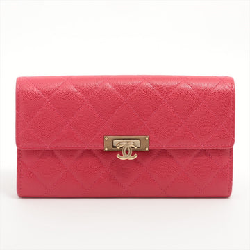 Top Quality Chanel Coco Leather S Wallet Pink Gold