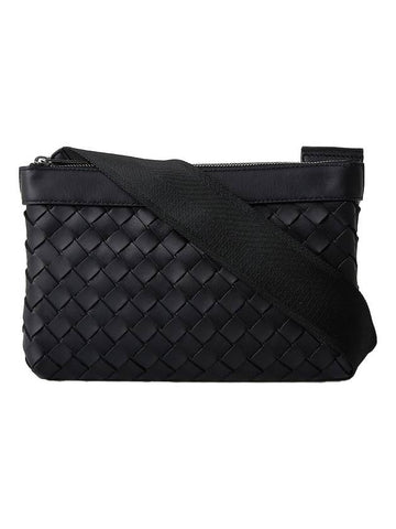 Luxury Bottega Veneta Intrecciato Classic Messenger Bag Black