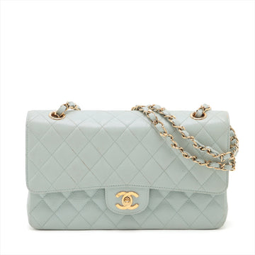 Top Quality Chanel Matrasse 25 Leather S Double Flap Double Chain Bag Blue G  7th A01112