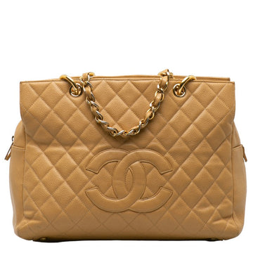 Top Quality Chanel Tote Shopper Bag in Leather Leather Beige Ladies