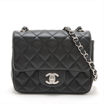 Top Quality Chanel Mini Matrasse Leather S Single Flap Single Chain Bag Black Silver  19th