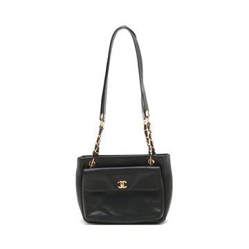Top Quality Chanel Coco Leather S Tote Bag Black Gold  4th