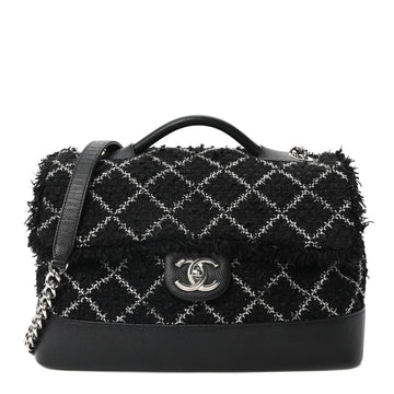 Tweed Trip Top Handle Flap Black