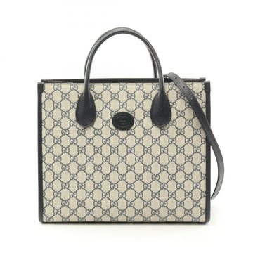 Gucci GG Supreme Tote Bag PVC Canvas Leather