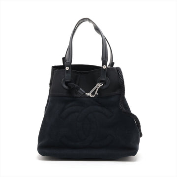 Top Quality Chanel Coco Leather/canvas Leather Tote Bag Black Silver Gold  13th
