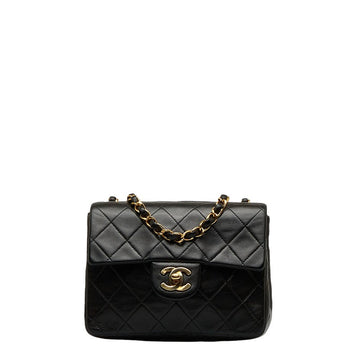 Top Quality Chanel Mini Flap Chain Shoulder Bag in Leather Black