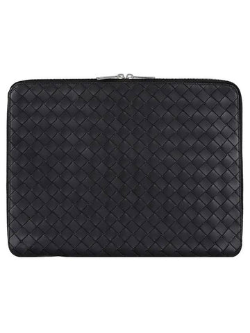 Luxury Bottega Veneta Intrecciato Document Case Clutch Bag Black