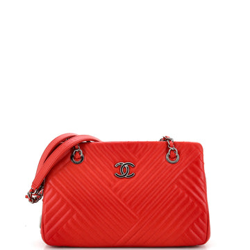 CHANEL CC Crossing Tote Chevron Lambskin Small