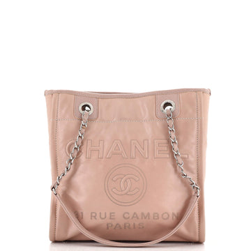 CHANEL North South Deauville Tote Glazed Calfskin Small