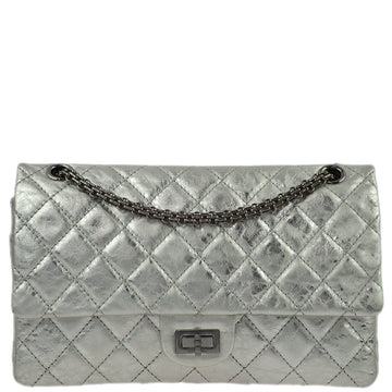 Top Quality Chanel Silver Leather 2.55 Classic Double Flap Shoulder Bag