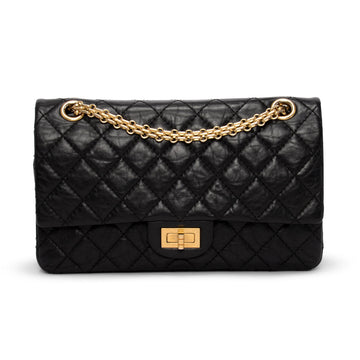 Chanel Black Distressed Calfskin 2.55 Reissue 225 Flap Bag