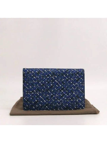 Luxury Bottega Veneta blue clutch bag