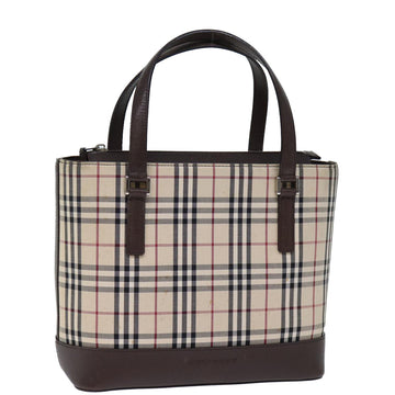 Burberry Nova Check Hand Bag Canvas Beige Auth fm3415