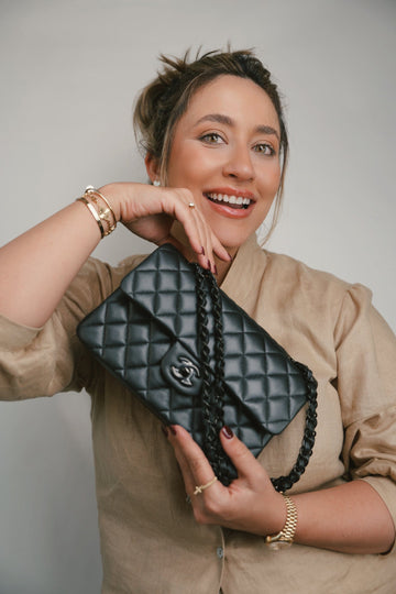 So Black leather Quilted Classic Flap Small