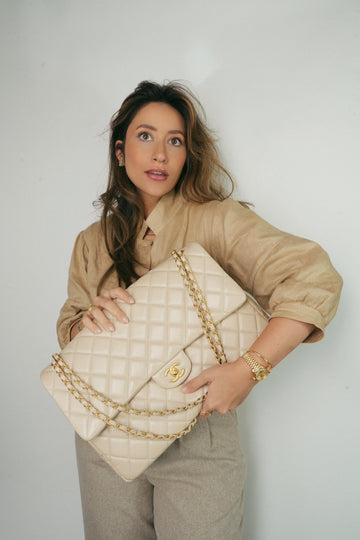 25P Beige leather Quilted Maxi Travel Flap AGHW