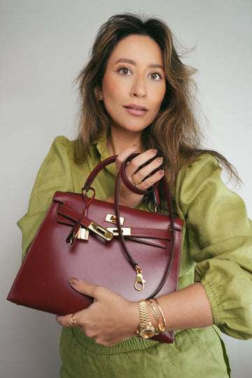Kelly Sellier 28 Rouge H Box leather  Z Circle Stamp