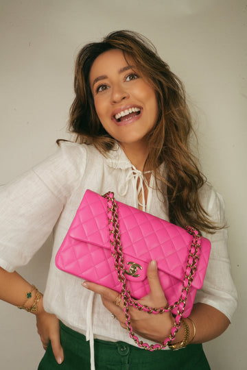 22K Pink leather Quilted Classic Flap Medium LGHW