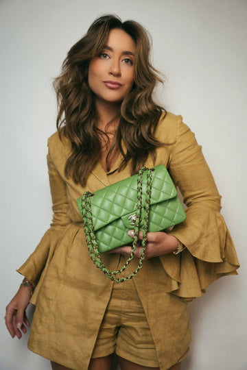 23C Green leather Quilted Classic Flap Small LGHW