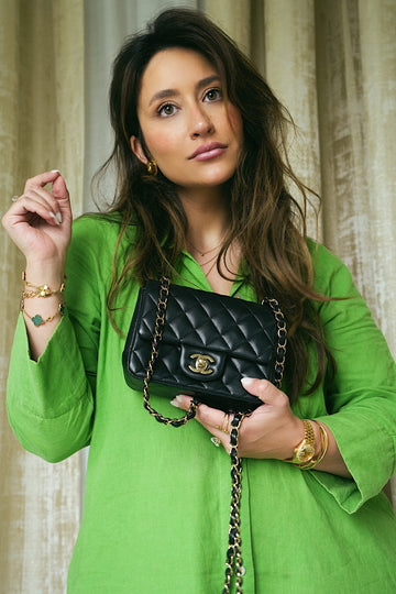 22S Black leather Quilted Mini Square Flap LGHW