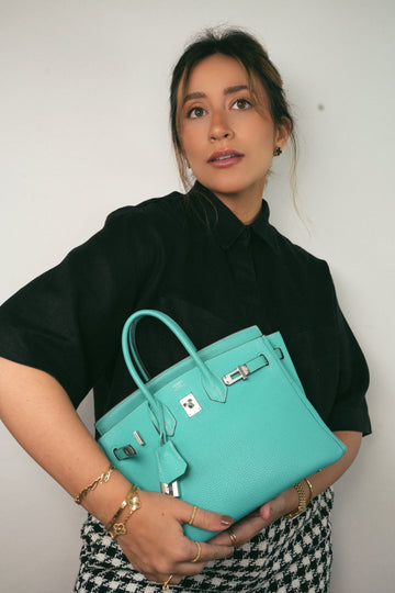 Birkin 25 Bleu Lagoon Veau Togo Palladium Plated L Square Stamp