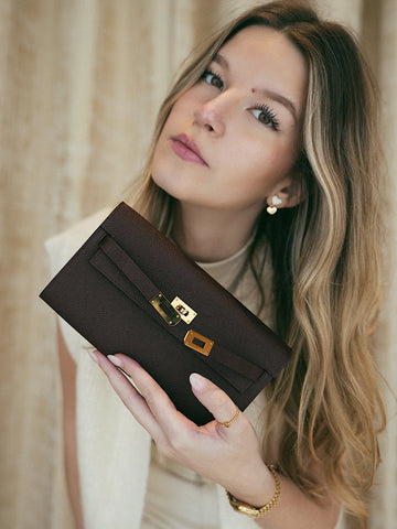 Kelly Wallet To Go Bordeaux Veau leather  U Stamp